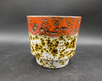 Marei 12/3 cachepot planter white orange ceramic ceramics west german pottery design 60s 60s 70s 70s vintage vtg