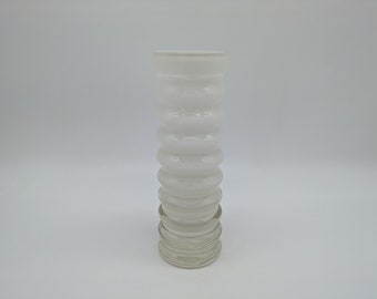 Friedrich crystal glass vase white hooped space age Pop Art design 70s 70s vintage
