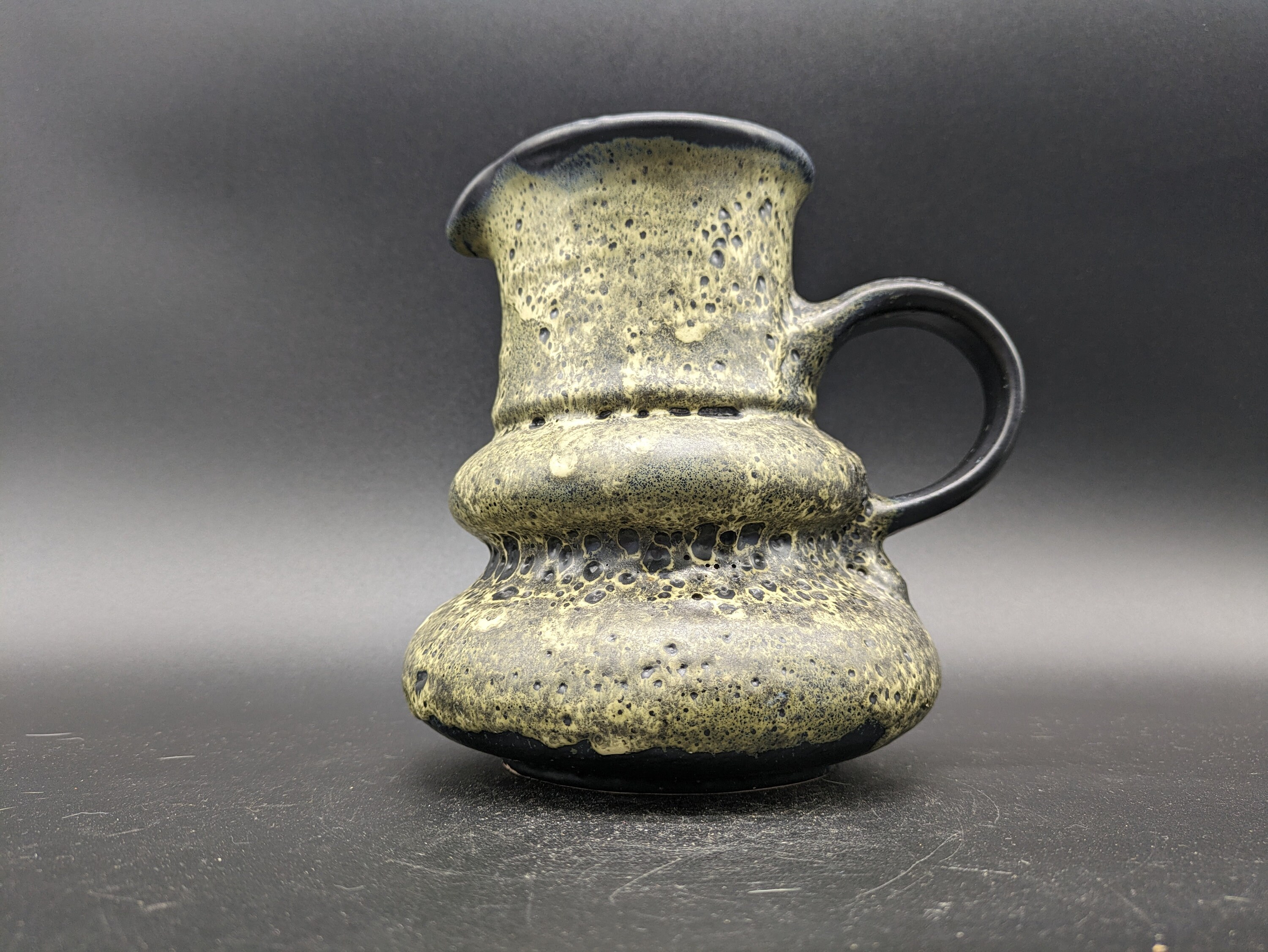 Ruscha 316 Vase Ceramic Ceramic Yellowish Black West German