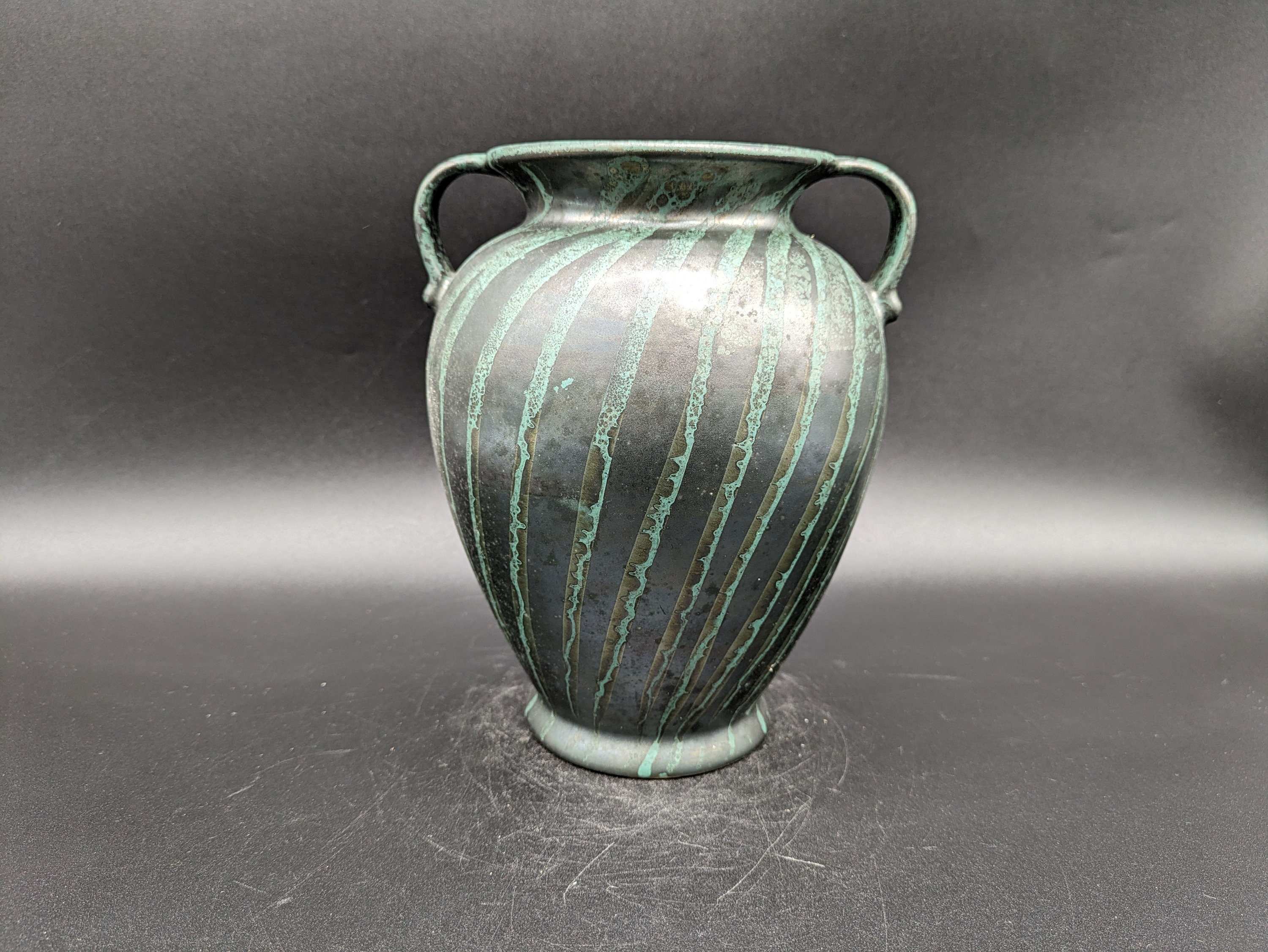 Scheurich 615-20 Vase Ceramic Ceramics Black Green West German