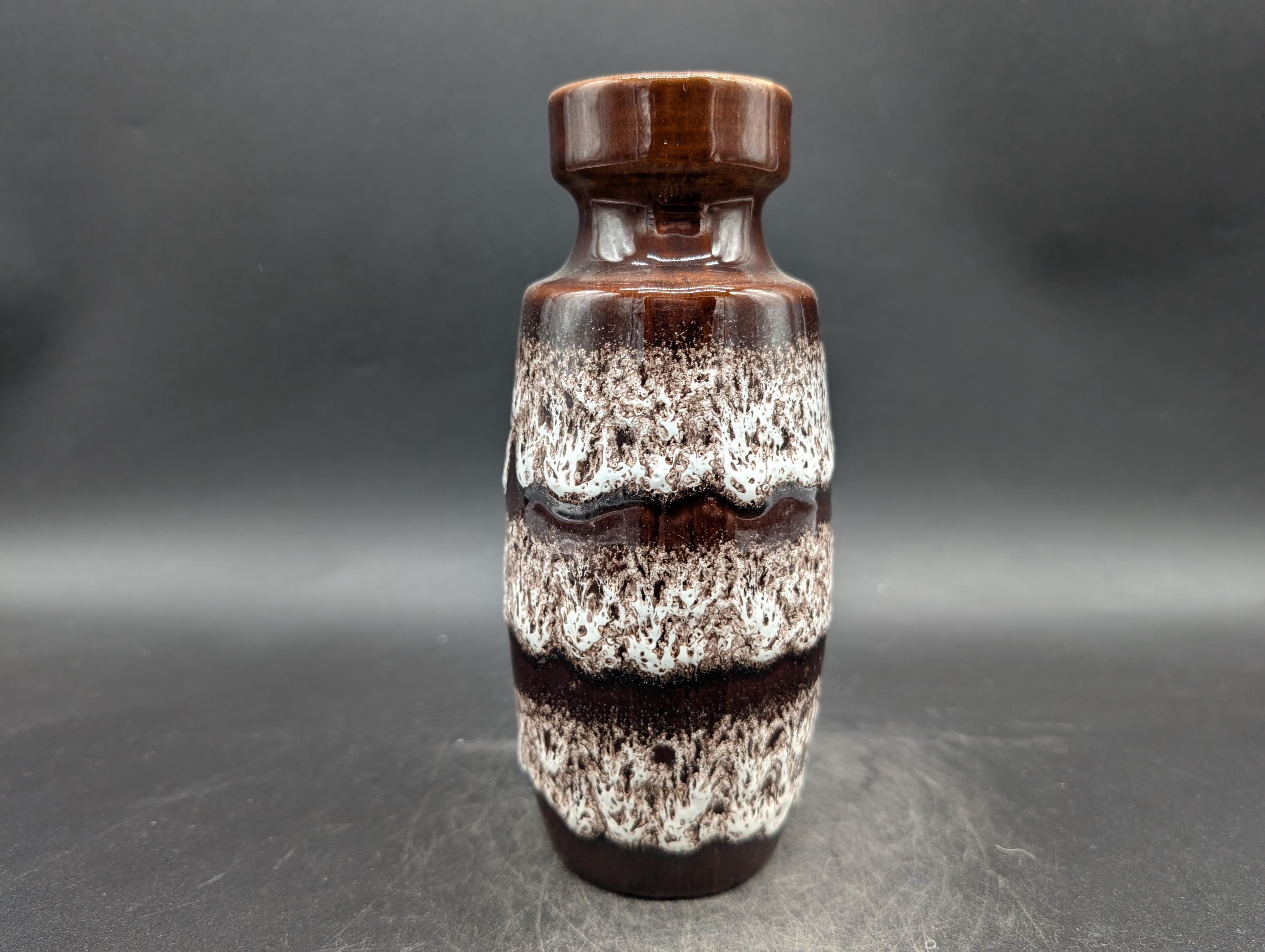 Scheurich 210-18 Vase, Ceramic, Brown and White, West German