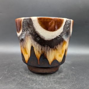 Dümler Breiden 700/16 ceramic cachepot planter, brown/black, West German pottery design, 1960s/70s vintage.