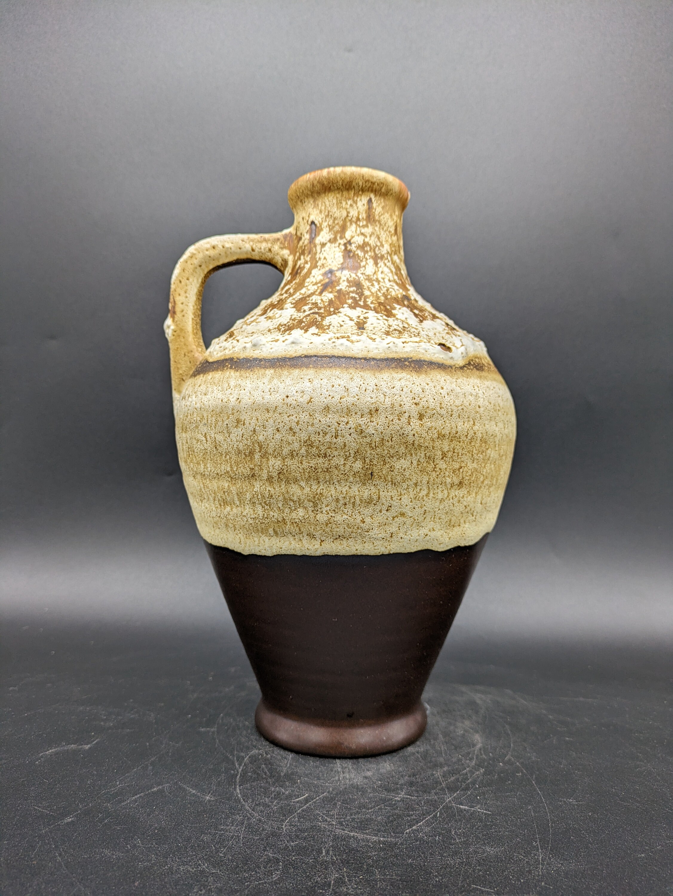 セラミック 3045 花瓶 ブラウン ホワイト 西ドイツ陶器デザイン 70