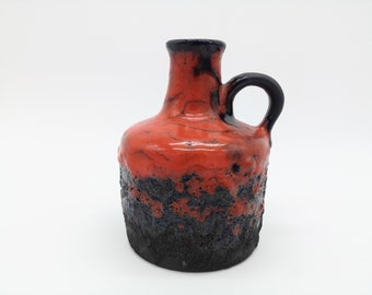 Marei 4300 jarrón cerámica cerámica negro rojo alfarería de Alemania occidental grasa lava diseño 60s 60s 70s 70s vintage