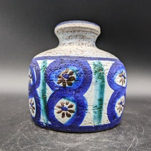 Studio ceramic vase ceramic white blue green art pottery design 60s 60s 70s 70s vintage