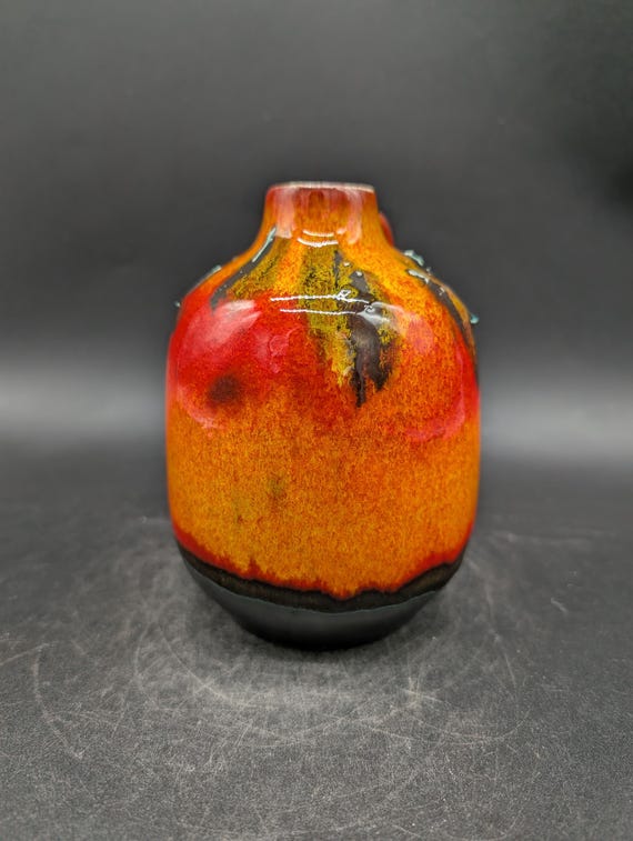 Walter Gerhards Vase Ceramic Ceramic Ceramics Orange Black West