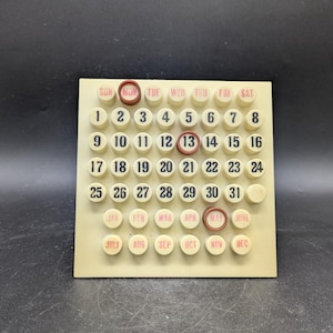 CALENDRIER MÉTAL PERPÉTUEL bureau rotatif VINTAGE années 60 - CHARENTE