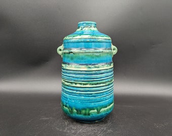Ruscha 876 vase ceramic double handle blue green turquoise ceramic west german pottery design 60s 60s 70s 70s vintage