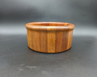 Cuenco de teca madera 23,5 cm ø redondo mediados de siglo diseño danés 60s 60s 70s 70s vintage
