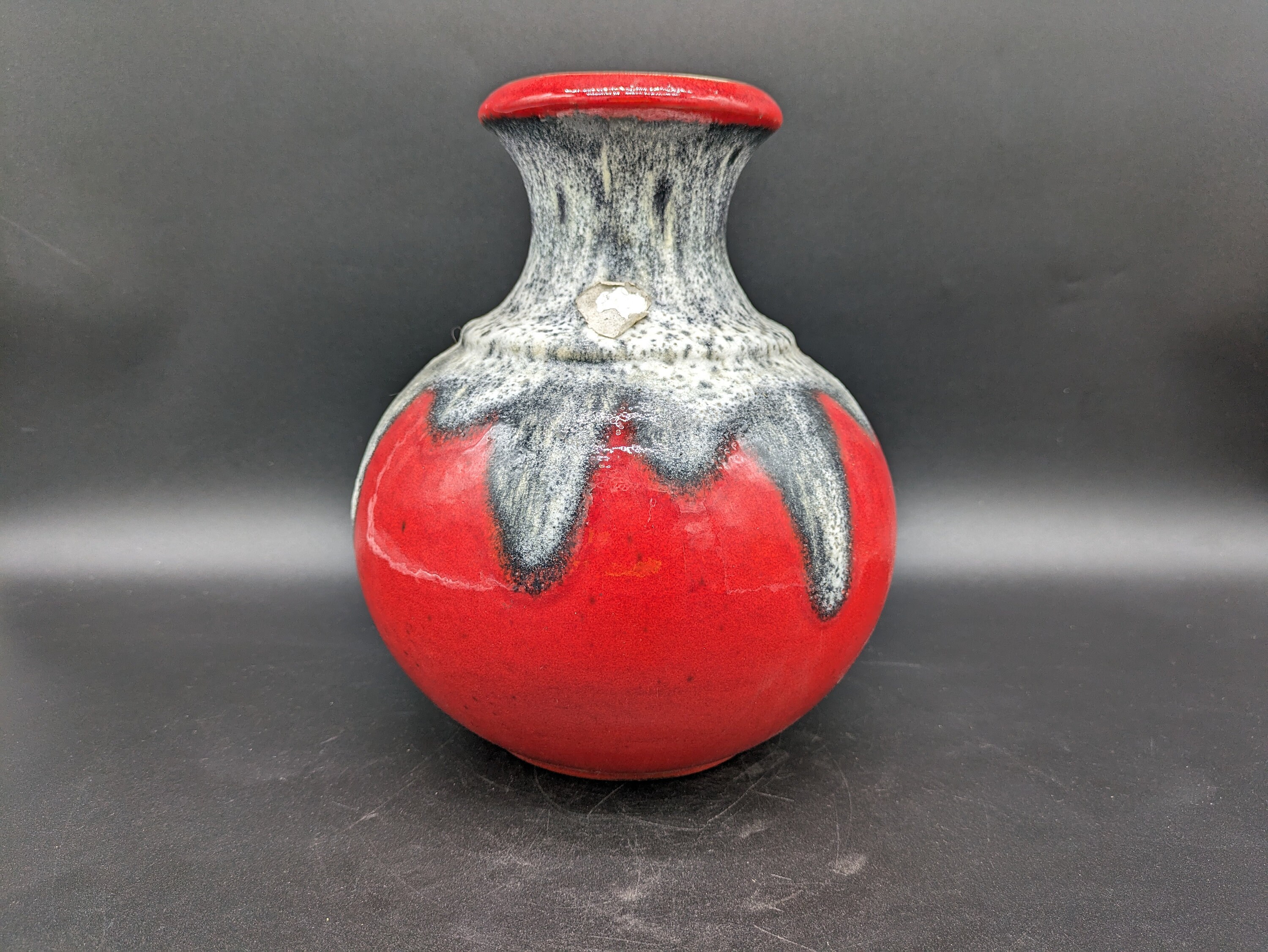 BAY 66-25 花瓶 セラミック レッド グレー 西ドイツ陶器デザイン 60
