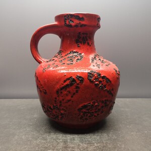 Gräflich Ortenburg 632 Vase Fat Lava Ceramic Red Black West German 