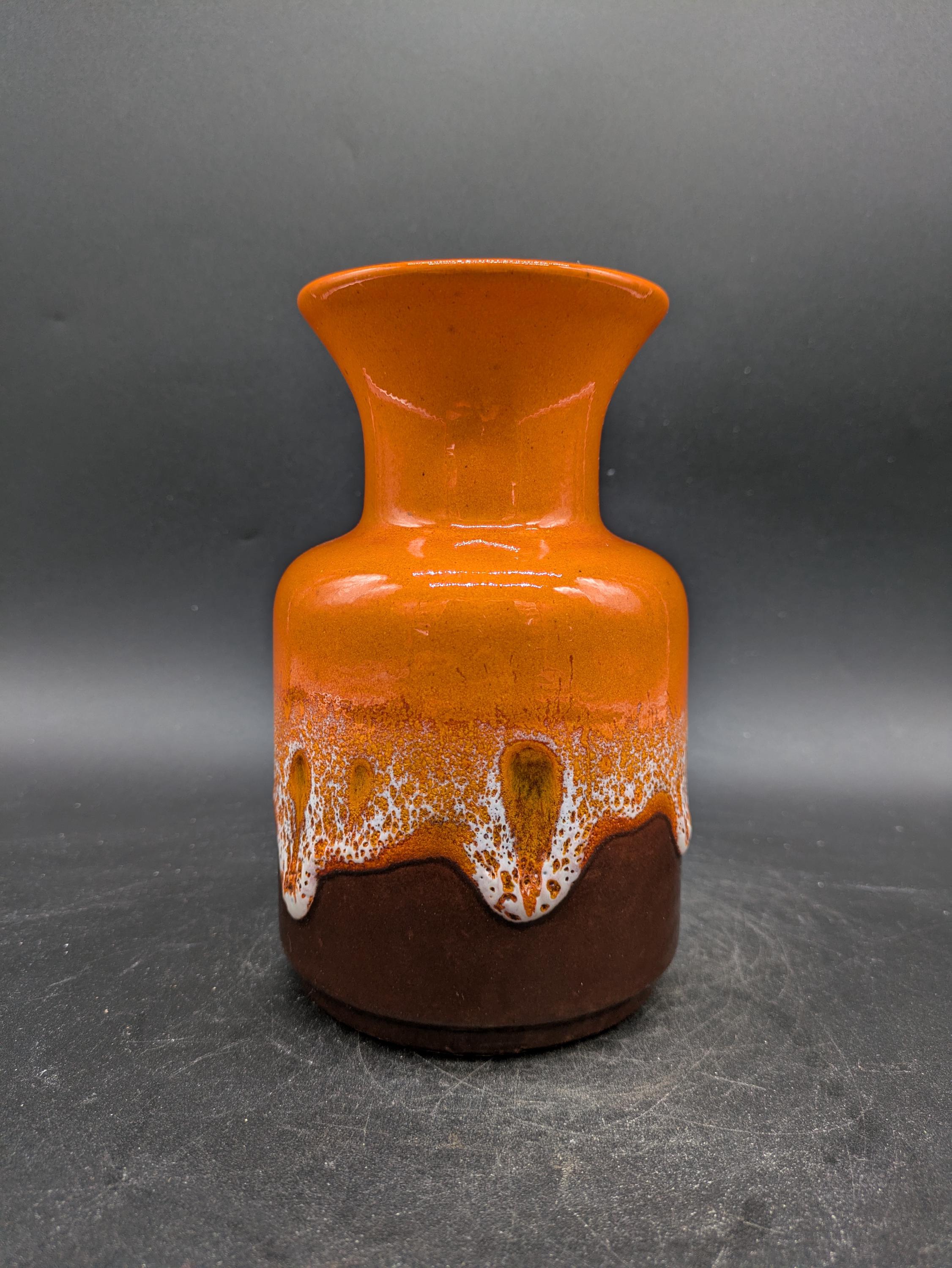 西ドイツ Jasba Fat Lava 花瓶 N602/1018 Jasba N602 10 18 Vase Ceramic Ceramic Orange Brown West German
