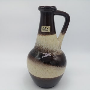 BAY 67/30 Vase ceramic brown white west german pottery fat lava era design 70s 70s vintage wgp