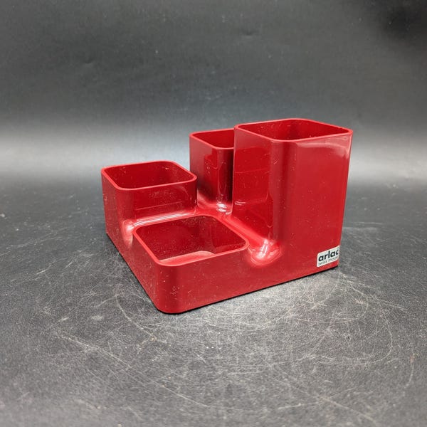 Arlac Uni Butler pen holder tray organizer black straw design 70s 70s 80s vintage vtg