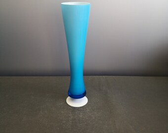 Friedrich Kristall Glas Vase blau blue weiß white space age Pop Art design 70s 70er vintage