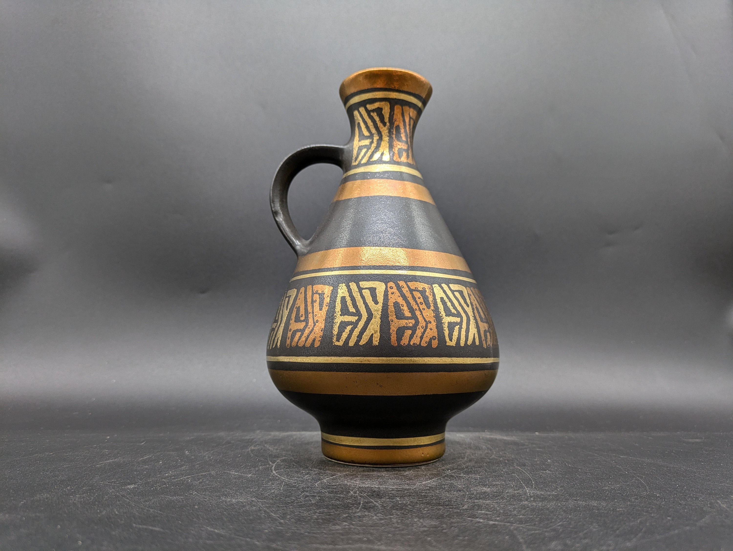 Dümler & Breiden 334 21 Vase Ceramic Black Gold West German