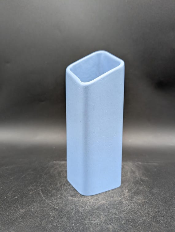 ASA Vase Ceramic Ceramics Square Rectangular Blue West German Pottery Memphis Era Design 80s 80s Vintage Postmodern Modern