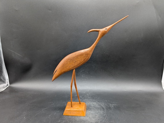 Reiher Kranich 33,3cm heron bird Figur Holz mid century danish design 50s 50er 60er 60s vintage vtg
