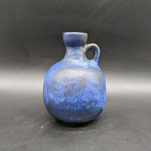 Ruscha 333 vase ceramic blue black west german pottery fat lava design 60s 60s 70s 70s vintage image 1