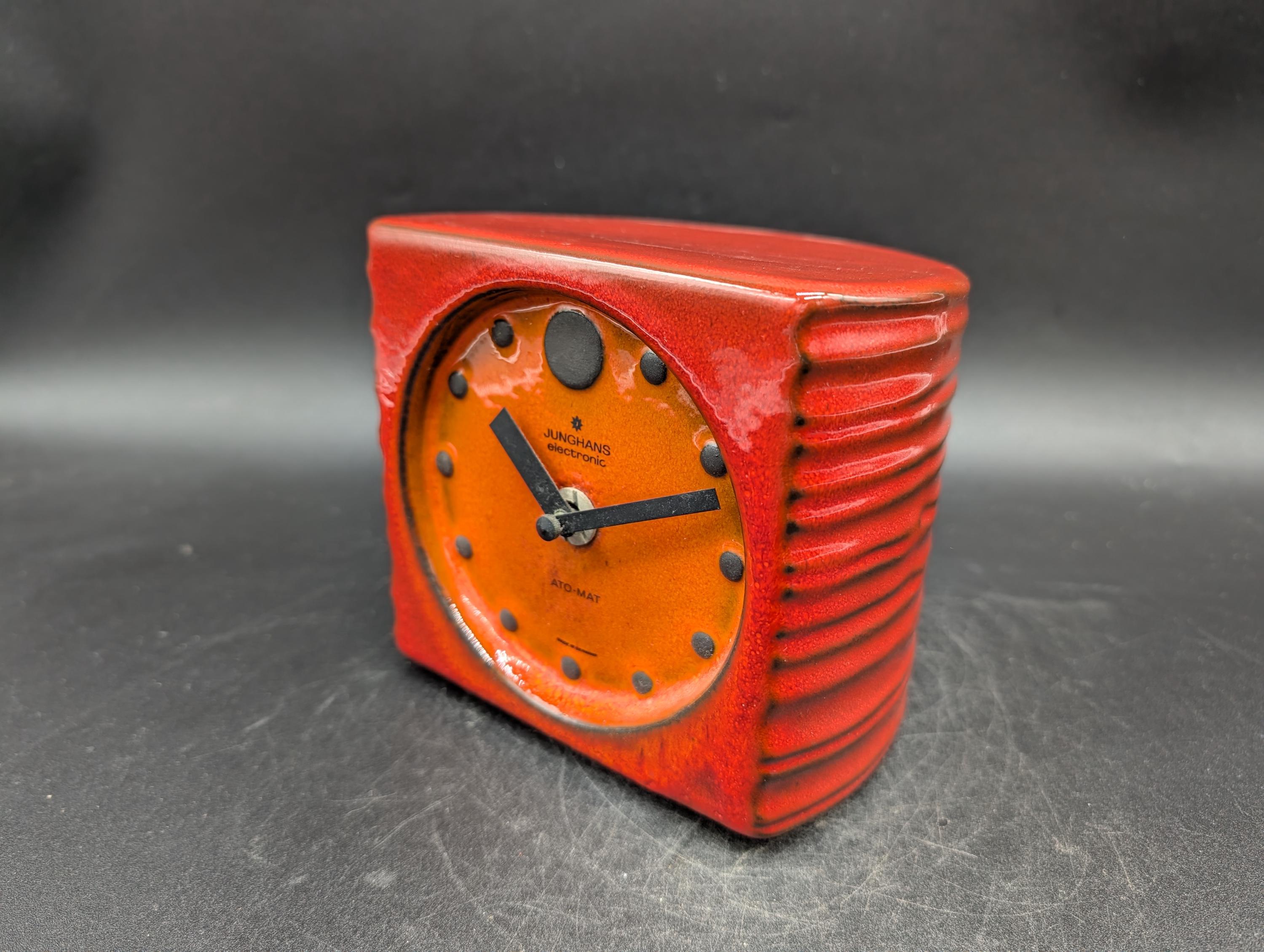 Junghans Electronic ATO-MAT Clock, Ceramic, Red/orange, Carstens