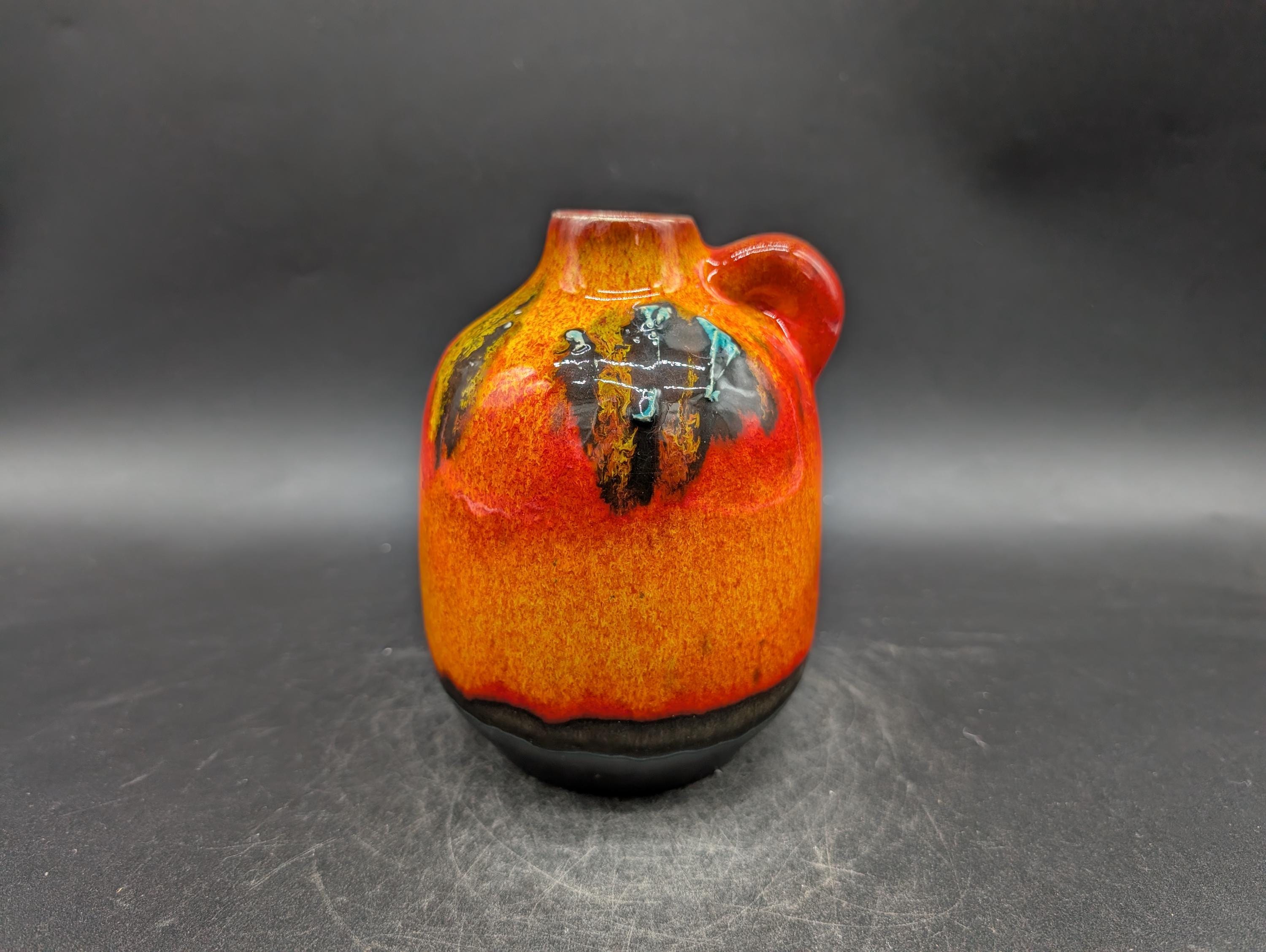 花瓶・フラワースタンド 1970s Tofej Hungary Fat Lava Orange Vase Walter Gerhards Vase Ceramic Ceramic Ceramics Orange Black West