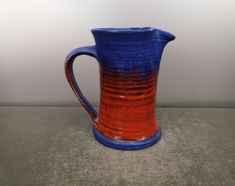Jasba N 102 52 19 Vase Krug pitcher Keramik ceramic blau rot west german pottery design 60s 60er 70s 70er wgp