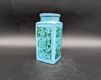 Carstens Tönnieshof M. 13/14 vase ceramic square turquoise west german pottery design 60s 60s 70s 70s vintage fat lava era