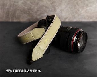 Leather Camera Strap, Personalized DSLR strap with Non-Slip & Padded Backing