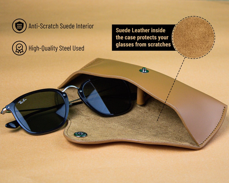 Personalized Leather Glasses Case, Custom Sunglasses Holder, Ray-Ban Case image 3