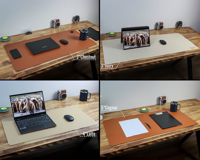 Schreibtischunterlage aus Leder, Schreibtischunterlage in Sondergröße, personalisiertes Bürozubehör, Schreibunterlage aus Leder Bild 3