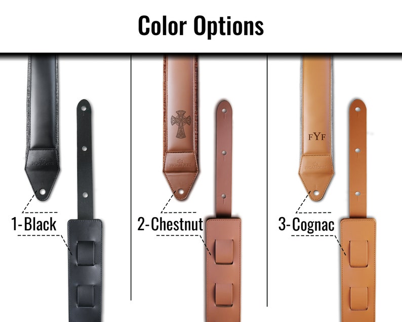 Leather Guitar Strap for Guitar Lovers, Personalized Guitarist Gift, Comfortable and Adjustable Guitar Strap, Graduation Gift 2- Chestnut