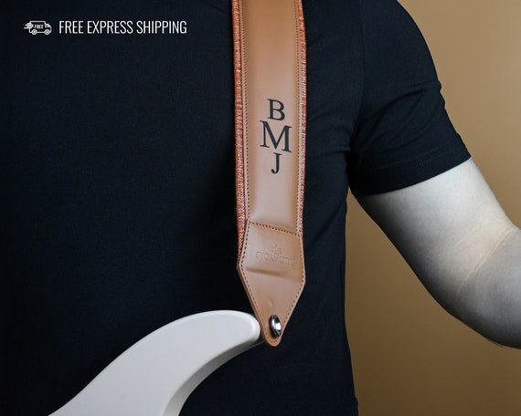 Custom Leather Guitar Strap, Personalized Guitarist Gift, Electric & Acoustic Guitar Holder, Valentine's Day Gift, Gift for Husband