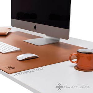 thick leather desk mat with macbook