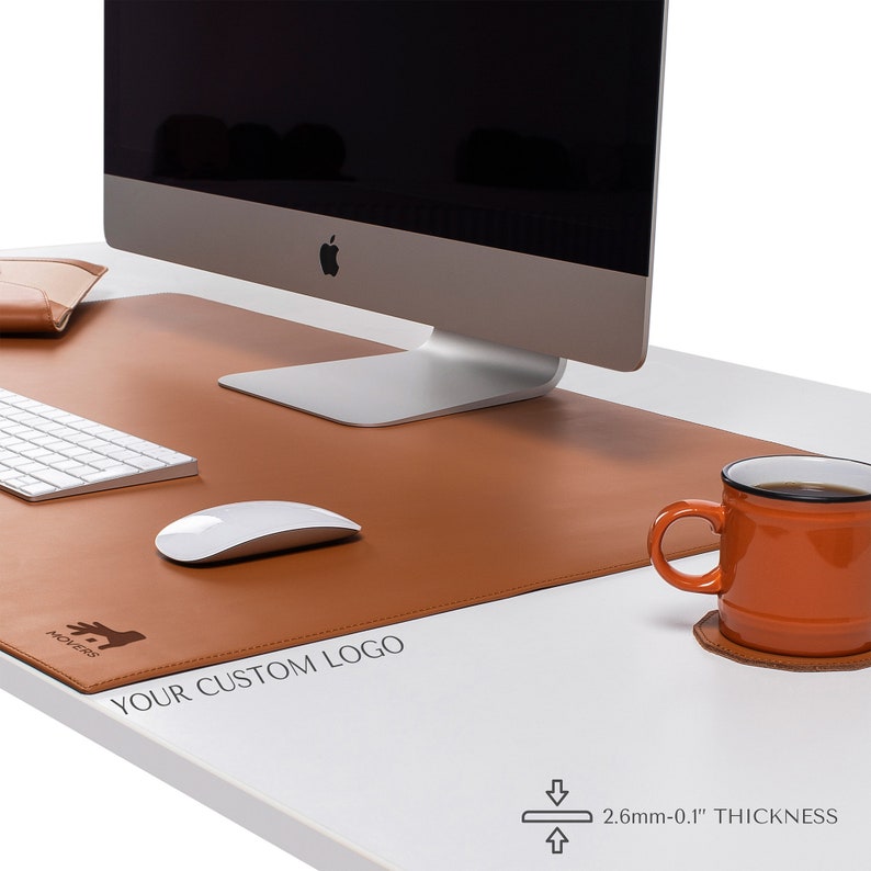 thick leather desk mat with macbook