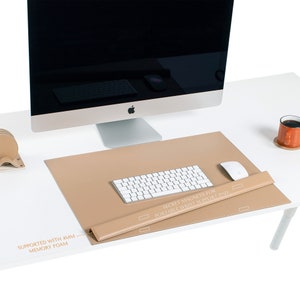 Leather Desk Mat with Edge Cover Personalized Desk Accessory Gift For Father 7-Latte