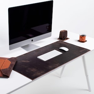 Custom Laptop Mat, Leather Desk Pad Desk Blotter, Personalized Coaster, Distressed Leather MacBook Sleeve, Bundle Desk & Office Accessories