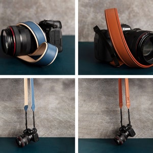 Premium Leather Camera Strap, Personalized DSLR Camera Strap, Custom Shoulder Strap image 3