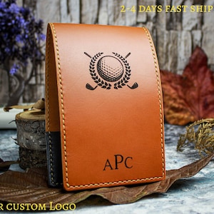 Porte-livre de golf personnalisé, Couverture de livre en cuir, Porte-carte de score de golf, Accessoires de golf, Cadeaux de golf