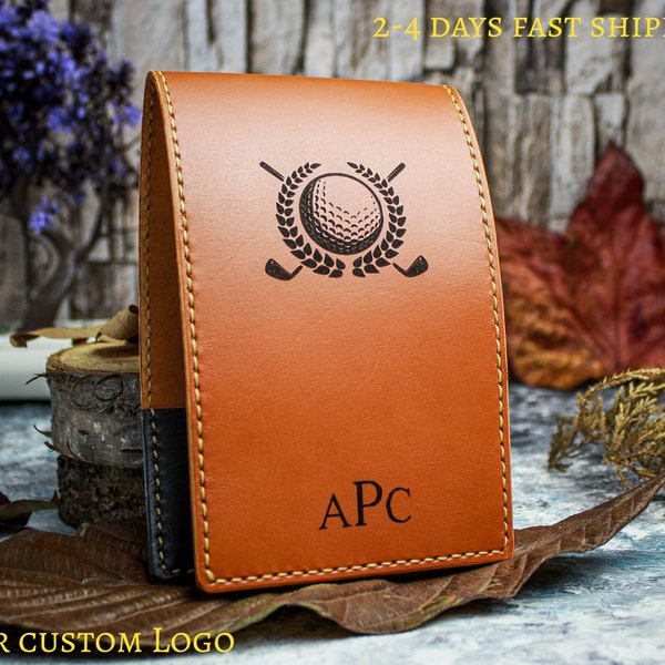 Personalized Golf Yardage Book Holder, Leather Yardage Book Cover, Golf Scorecard Holder, Golf Accessories, Golf Gifts