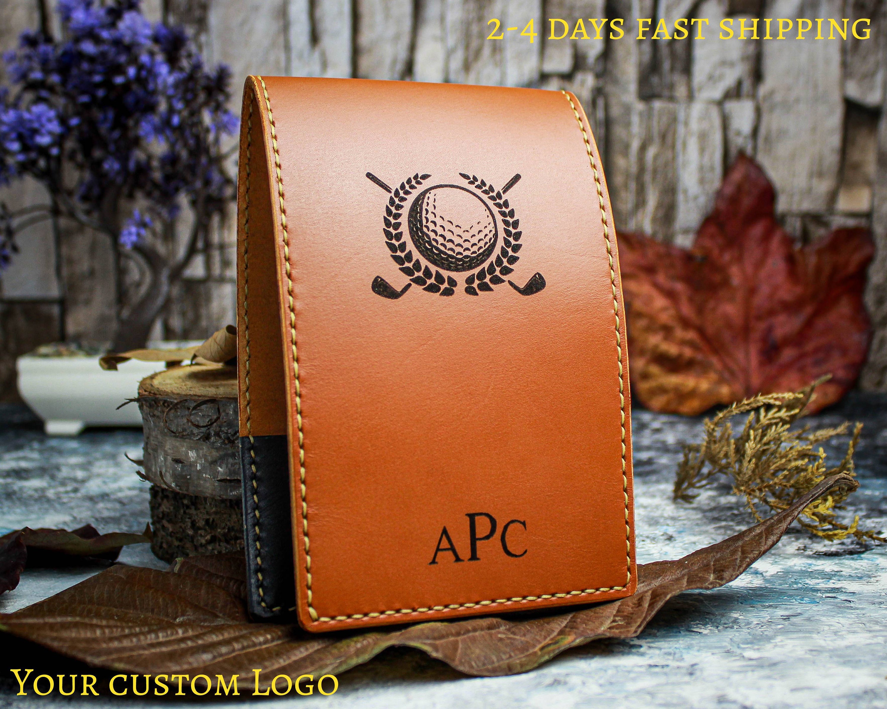 Personalized Golf Yardage Book Holder, Leather Yardage Book Cover