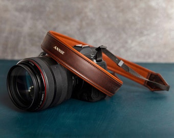 Premium Leather Camera Strap,  Personalized DSLR Camera Strap, Custom Shoulder Strap