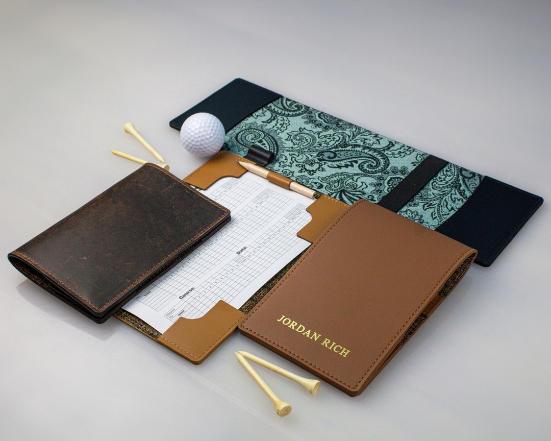 Golf Yardage Book Holder, Personalized Golf Gift, Custom Leather