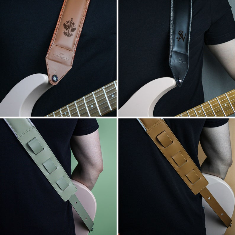 Leather Guitar Strap for Guitar Lovers, Personalized Guitarist Gift, Comfortable and Adjustable Guitar Strap, Graduation Gift image 2