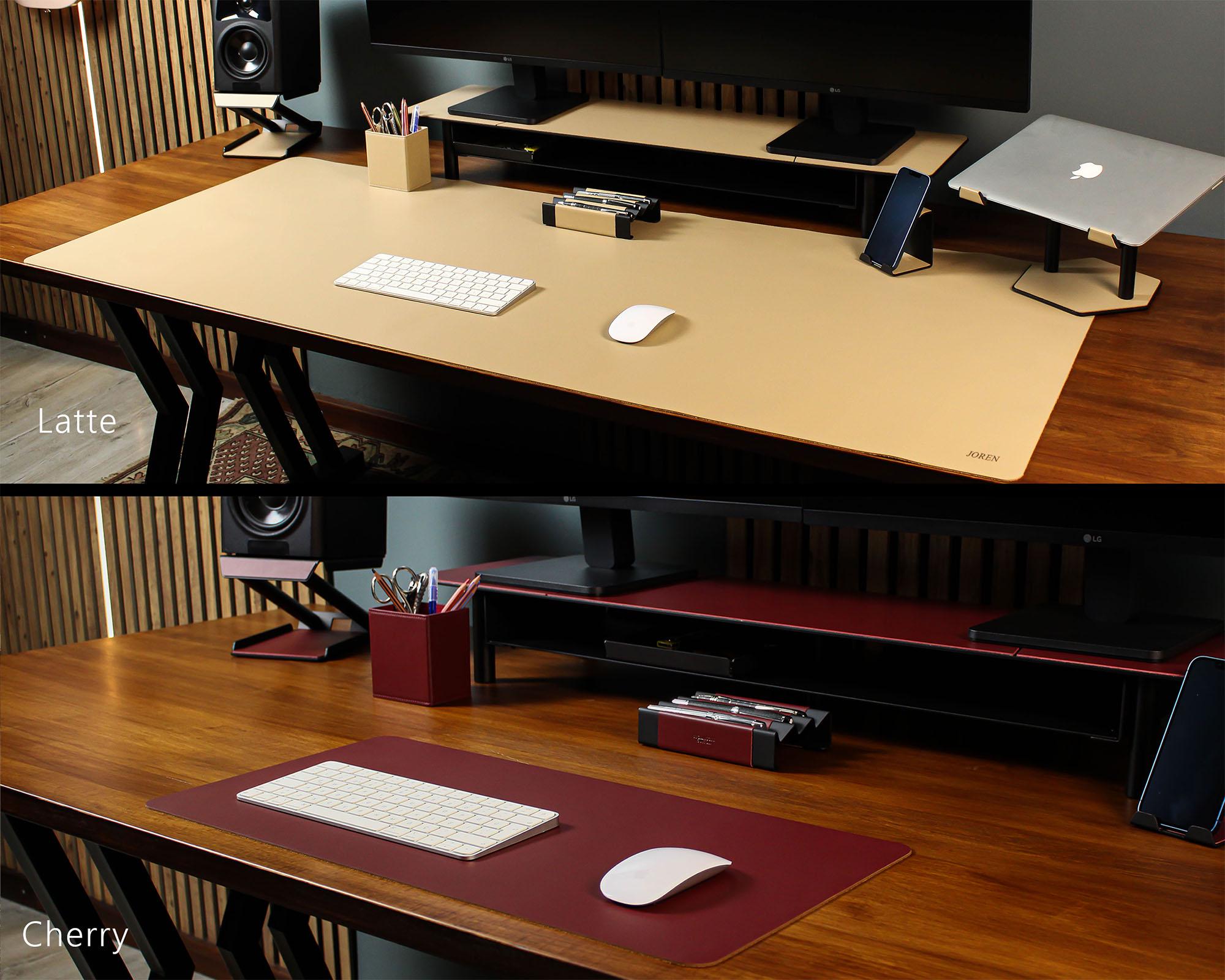 Saysurey Leather Desk Pad – 30x18 Inch Leather Desk Blotter With Side Rails, Protector For Office & Home (Black)