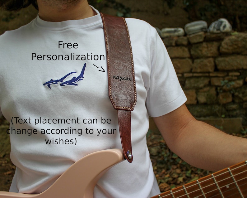 Leather Guitar Strap, Custom Guitar Strap, Adjustable Electric Guitar Strap, Guitar Player Gift, Instrument Strap, Engraved songs, 7* Brown(in the pic)