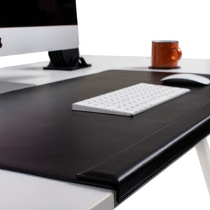 Leather Desk Mat with Edge Cover Personalized Desk Accessory Gift For Father 1-Black