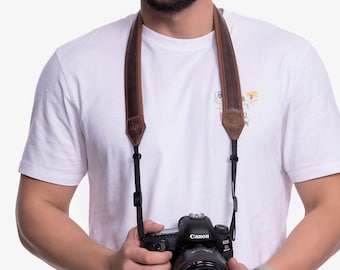 Personalized Leather Camera Strap, Custom Padded Cross Body Camera Strap, Christmas Gift, Gift for Photographer, DSLR SLR Camera Strap