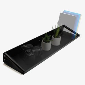 Modern Floating Shelf | Minimal Black Wall Rack for Clean Home or Office Decor | Matte Aluminum Shelf for Any Room Setup | Housewarming Gift
