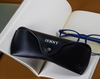 Personalized Leather Sunglasses Case, Ray Ban Case, Eyeglasses Glasses Holder, Custom Glasses Pouch, Hard Glasses Case