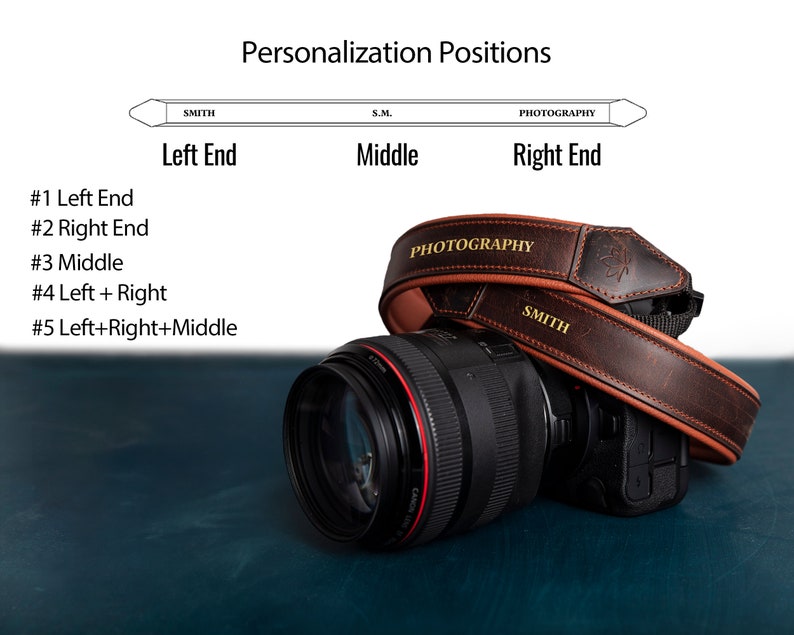 Premium Leather Camera Strap, Personalized DSLR Camera Strap, Custom Shoulder Strap image 9